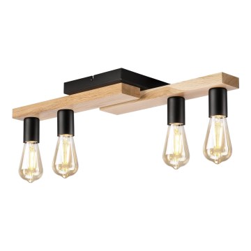 Surface-mounted chandelier MATTE 4xE27/15W/230V black/oak