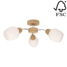 Surface-mounted chandelier PARMA 3xE27/40W/230V oak - FSC certified