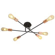 Surface-mounted chandelier STRAIGHT 6xE27/15W/230V black/copper