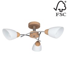 Surface-mounted chandelier VILETTA 3xE27/60W/230V oak - FSC certified