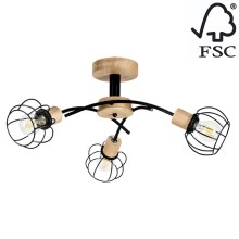 Surface-mounted chandelier VIVIANE 3xE27/60W/230V oak - FSC certified