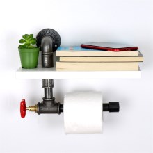 Toilet paper holder with a shelf BORU 14x30 cm grey/white