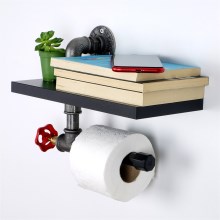 Toilet paper holder with a shelf BORU black