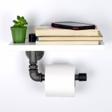 Toilet paper holder with a shelf BORURAF 12x40 cm white/grey