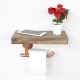 Toilet paper holder with shelf 15x30 cm brown/copper