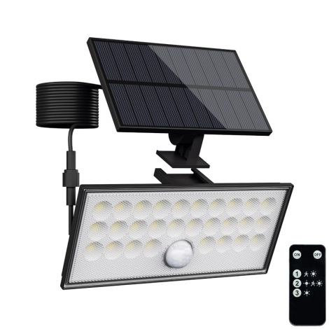 Top Light - LED Solar wall floodlight with sensor HELEON VARIO LED/8W/3,7V IP65 4000K + remote control