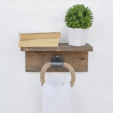 Towel holder with a shelf BORURAF 14x30 cm spruce