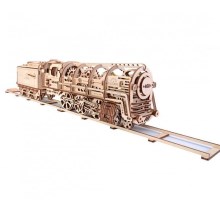 Ugears - 3D wooden mechanical puzzle Steam locomotive with a tender