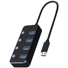 USB Splitter with switches 4xUSB-A 3.0 black