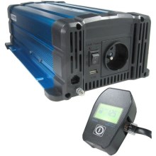 Voltage converter 1000W/12/230V + wired remote control