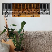 Wall decoration 100x30 cm piano wood/metal