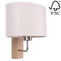 Wall lamp MERCEDES 1xE27/25W/230V creamy/oak – FSC certified