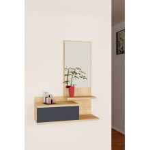 Wall shelf with a mirror ROZELLA 90x60 cm beige/anthracite