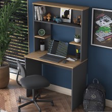 Work table with a shelf RANI 90x155,6 cm anthracite/brown