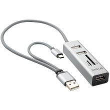 Yenkee - USB 2.0 and USB-C OTG splitter and card reader